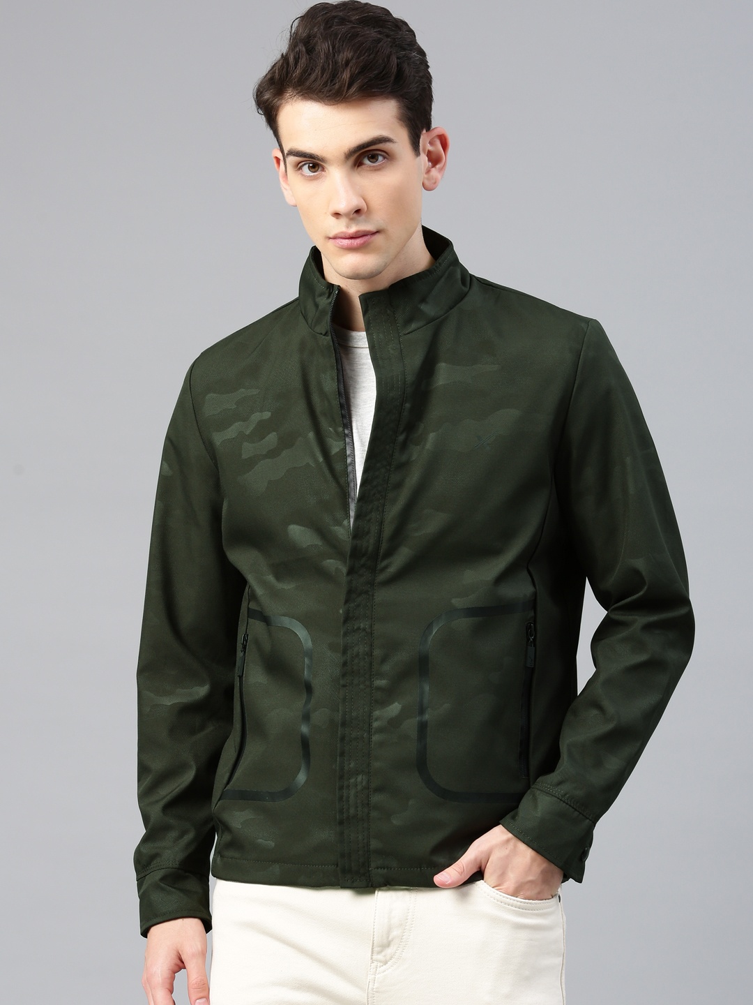

HRX by Hrithik Roshan Men Olive Green Printed Running Jacket