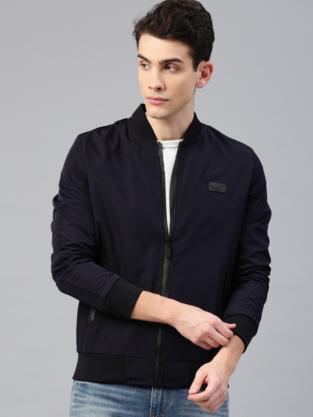 

HRX by Hrithik Roshan Men Navy Solid Athleisure Bomber Jacket, Navy blue