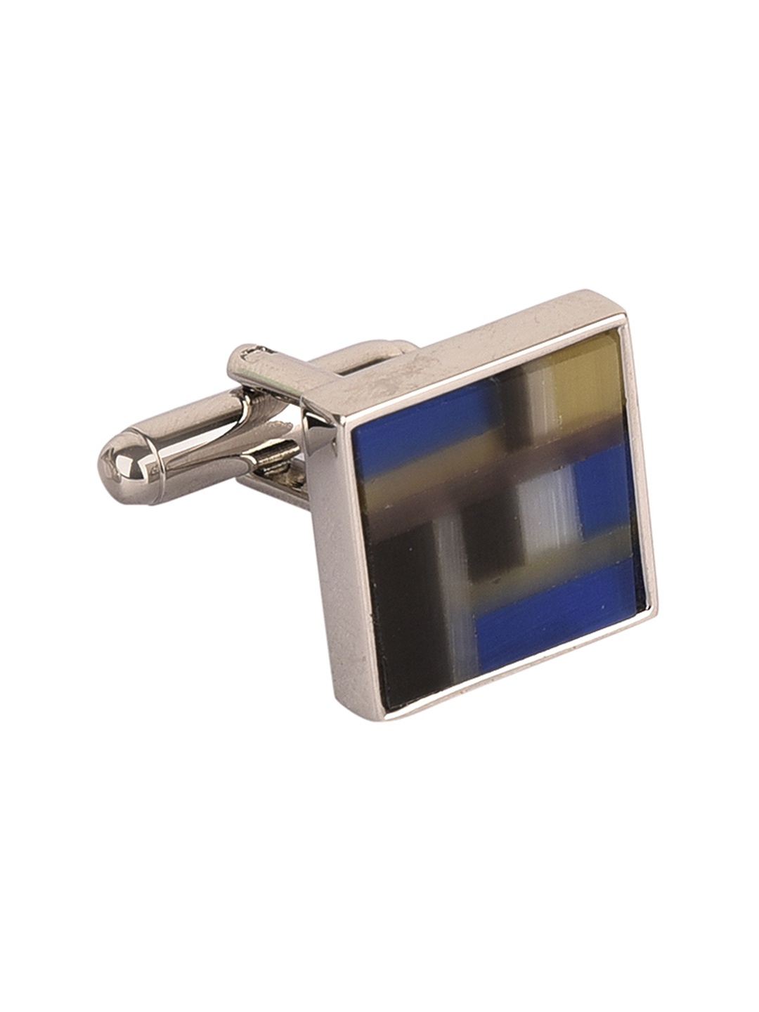 

JEWEL JUNCTION Silver-Toned Geometric Cufflinks