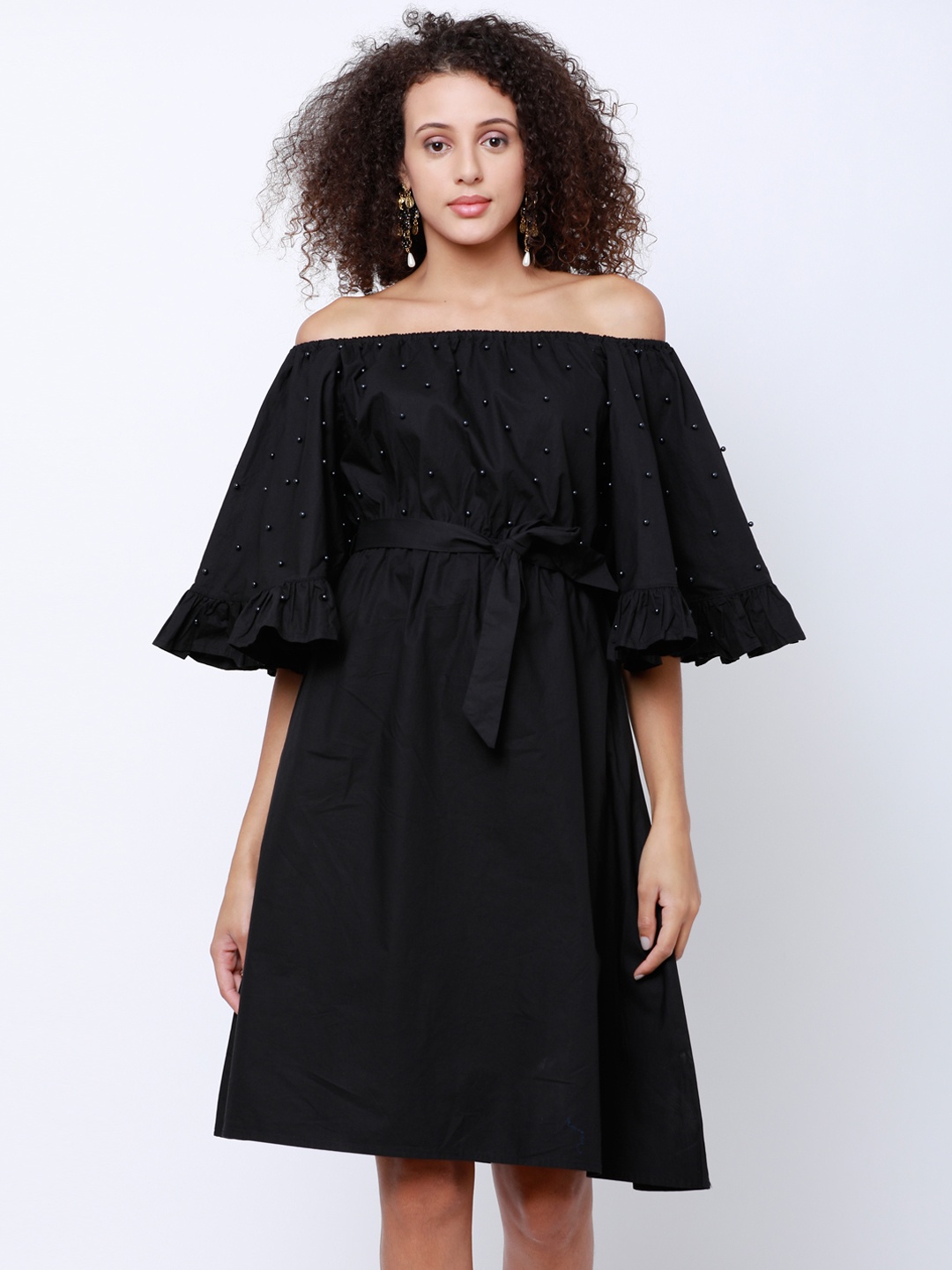 

Tokyo Talkies Women Black Solid A-Line Dress