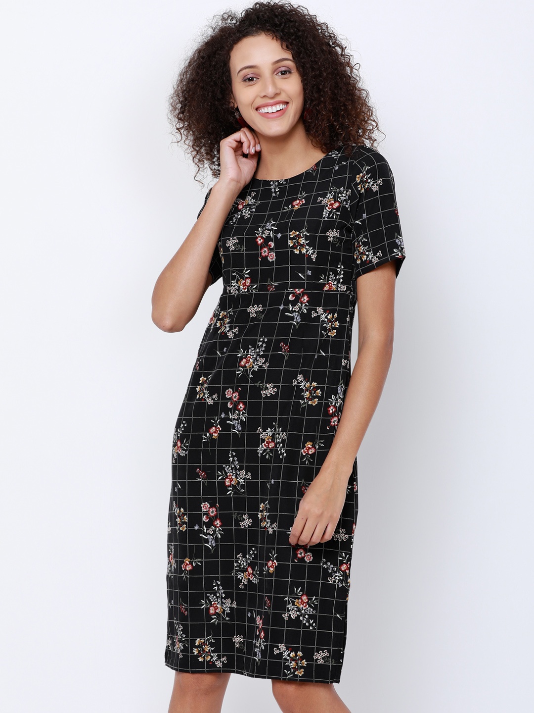 

Tokyo Talkies Women Fitted Black Printed Sheath Dress