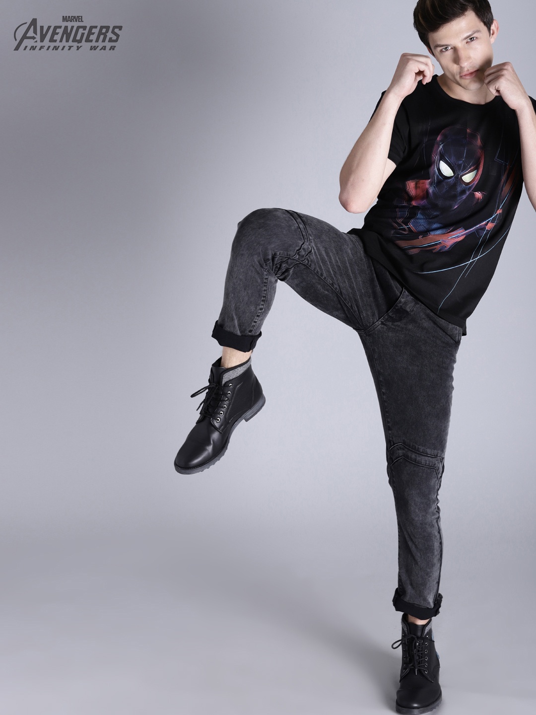 

Kook N Keech Marvel Men Black Printed Round Neck Pure Cotton T-shirt