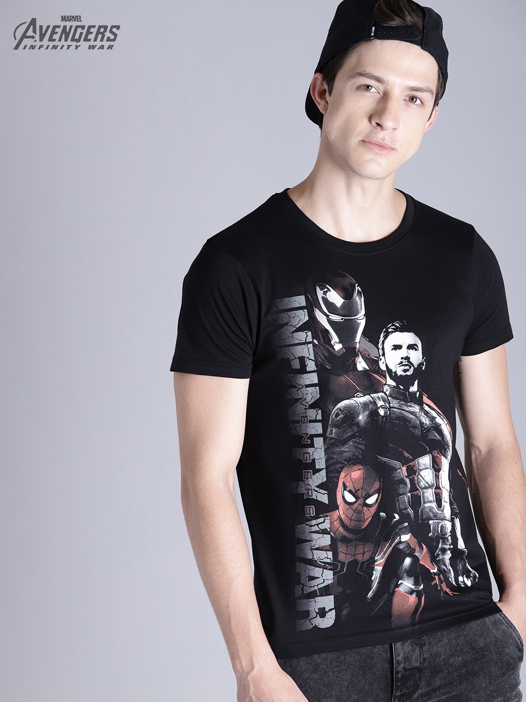 

Kook N Keech Marvel Men Black Printed Round Neck Pure Cotton T-shirt