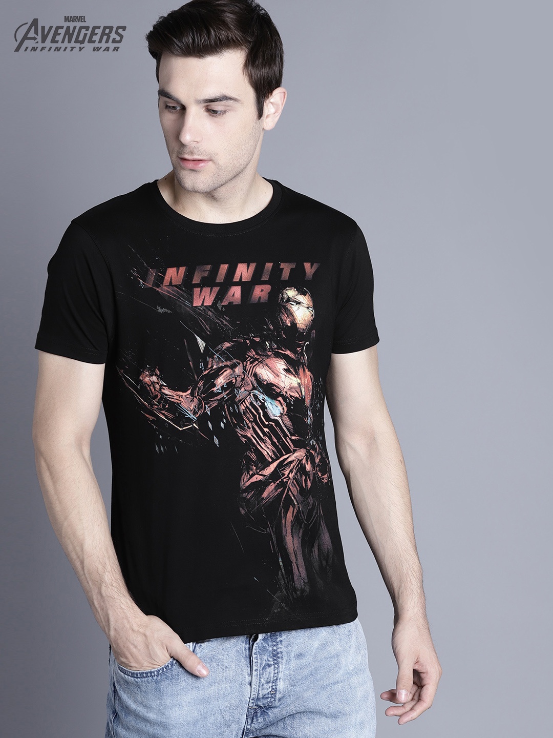 

Kook N Keech Marvel Men Black Printed Round Neck T-shirt