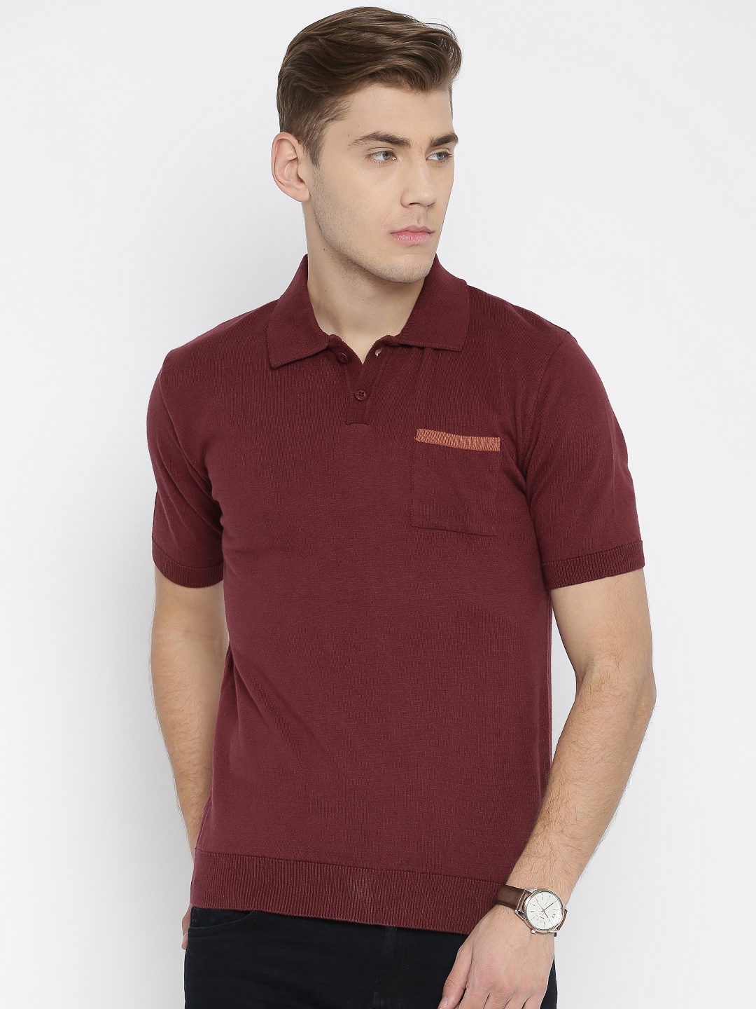 

Locomotive Men Maroon Polo Pure Cotton T-shirt