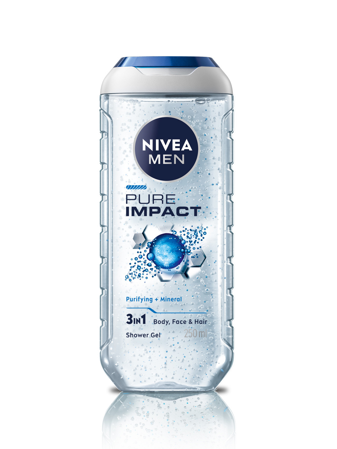 Nivea Men Pure Impact Shower Gel - Purifying Micro Particles for Body- Face & Hair 250 ml