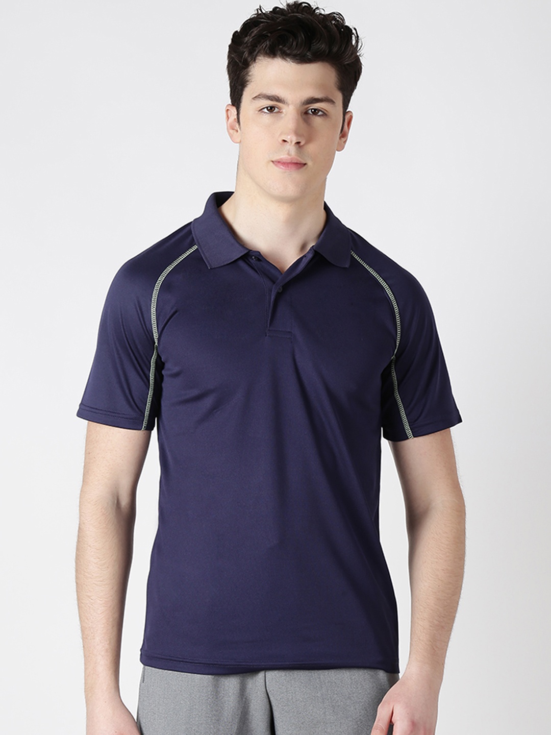 

Alcis Men Navy Blue Solid Polo Collar T-shirt