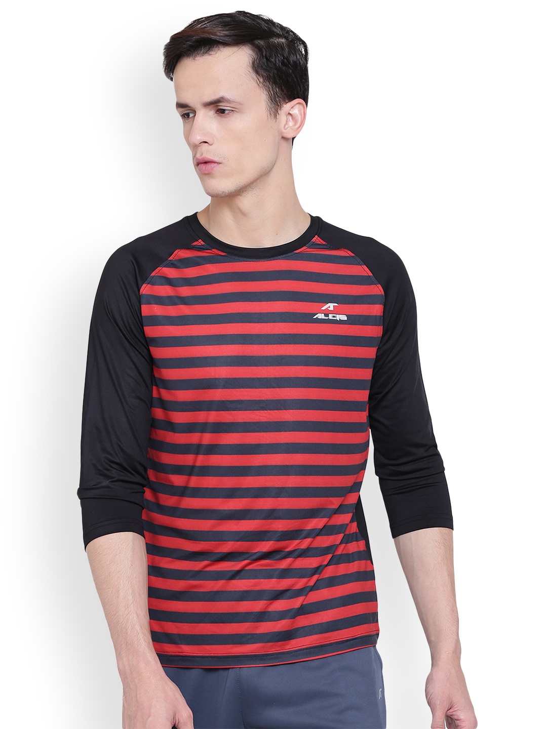 

Alcis Men Black Striped Round Neck T-shirt