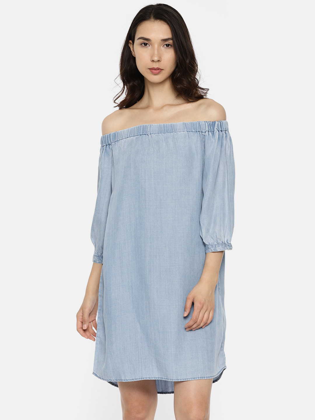 

ONLY Women Blue Solid A-Line Dress