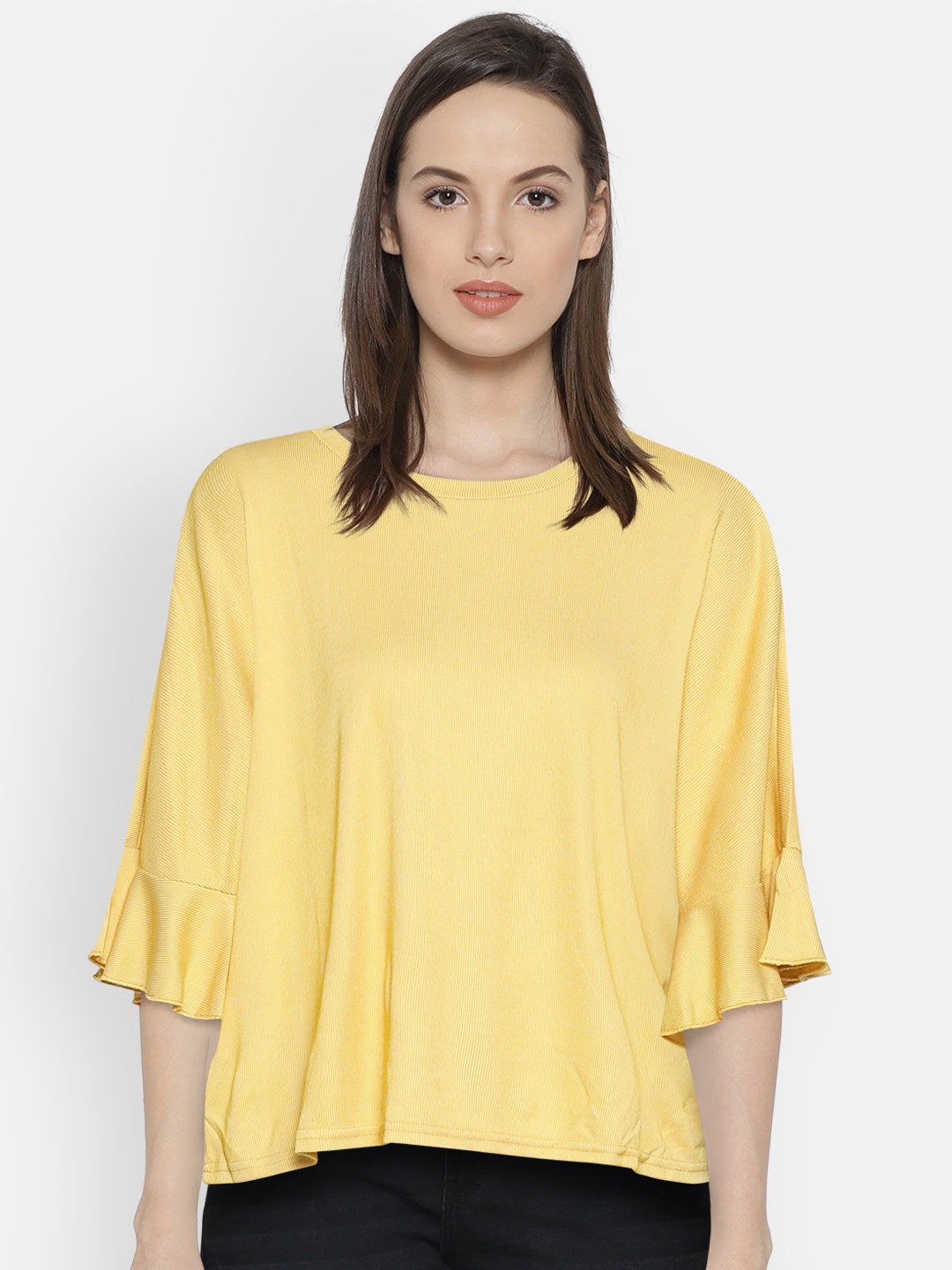 

ONLY Women Mustard Yellow Solid Top