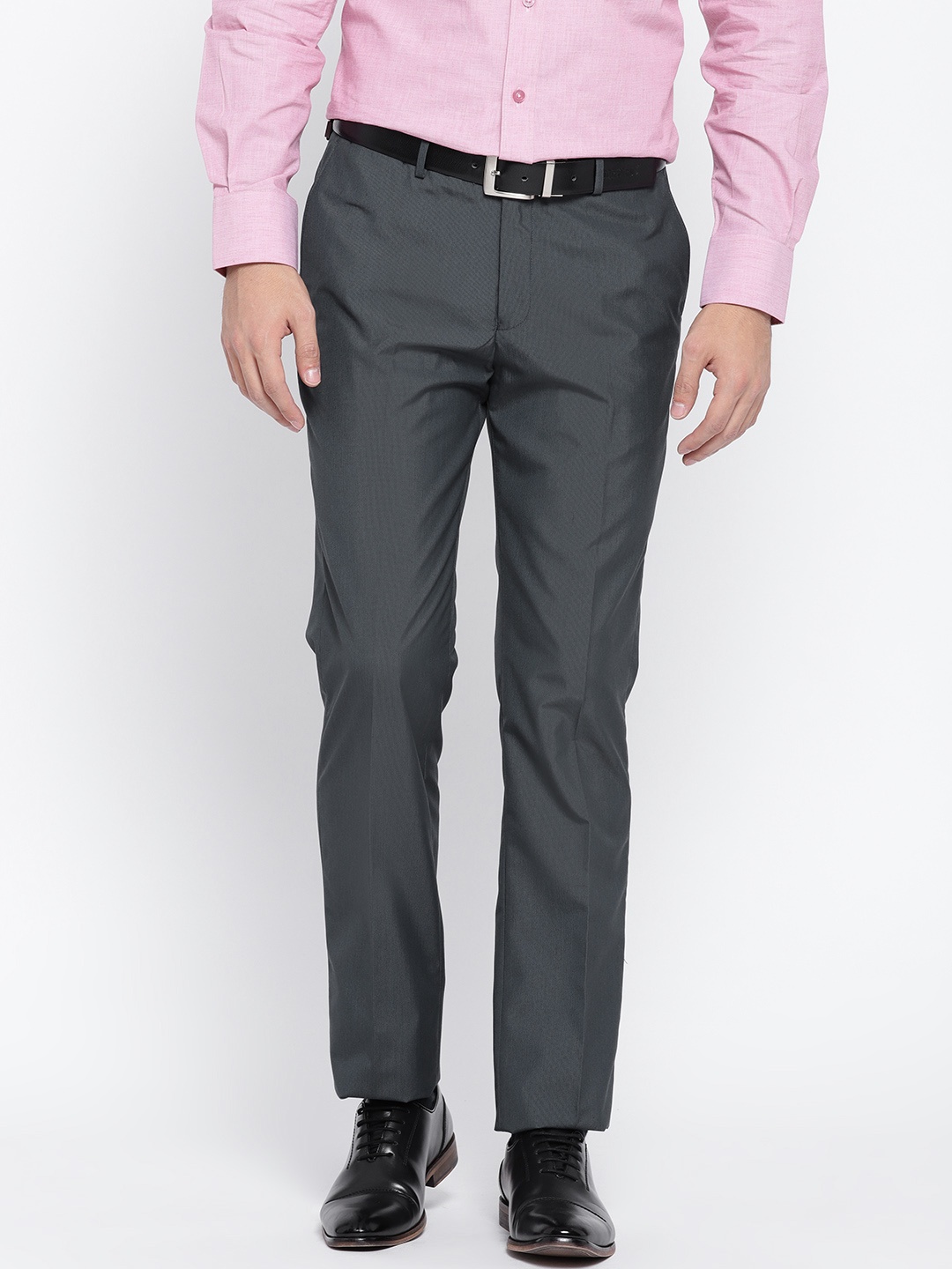 

Blackberrys Men Navy Blue Sharp Fit Solid Formal Trousers