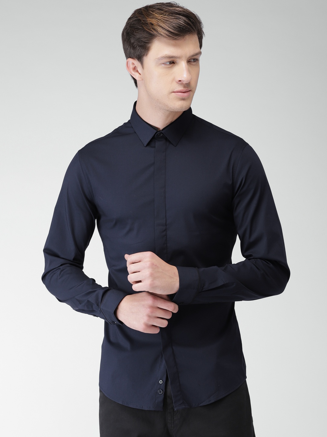 

Celio Men Navy Blue Slim Fit Solid Casual Shirt