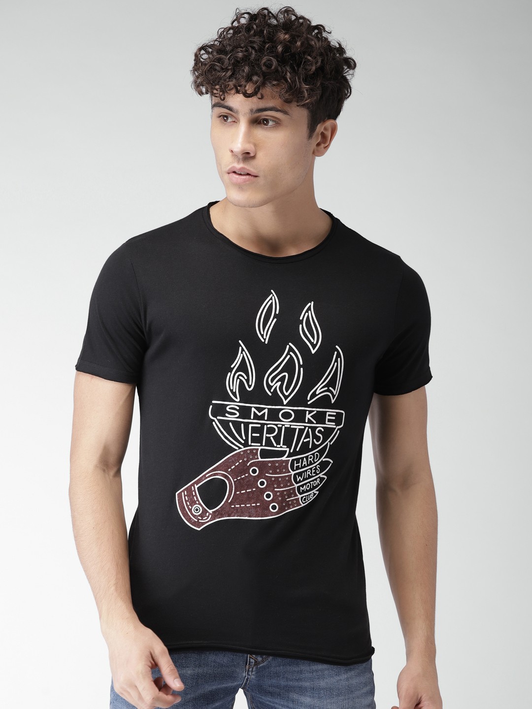

Celio Men Black Printed Round Neck T-shirt