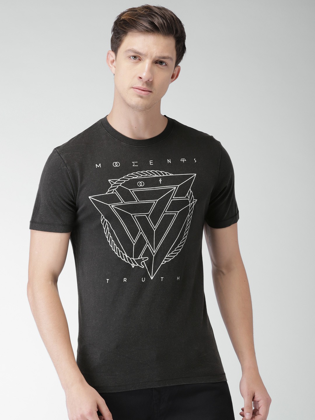 

Celio Men Black Printed Round Neck T-shirt