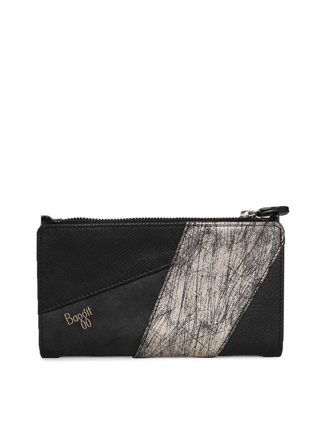 

Baggit Women Black & Grey Colourblocked Zip Around Wallet