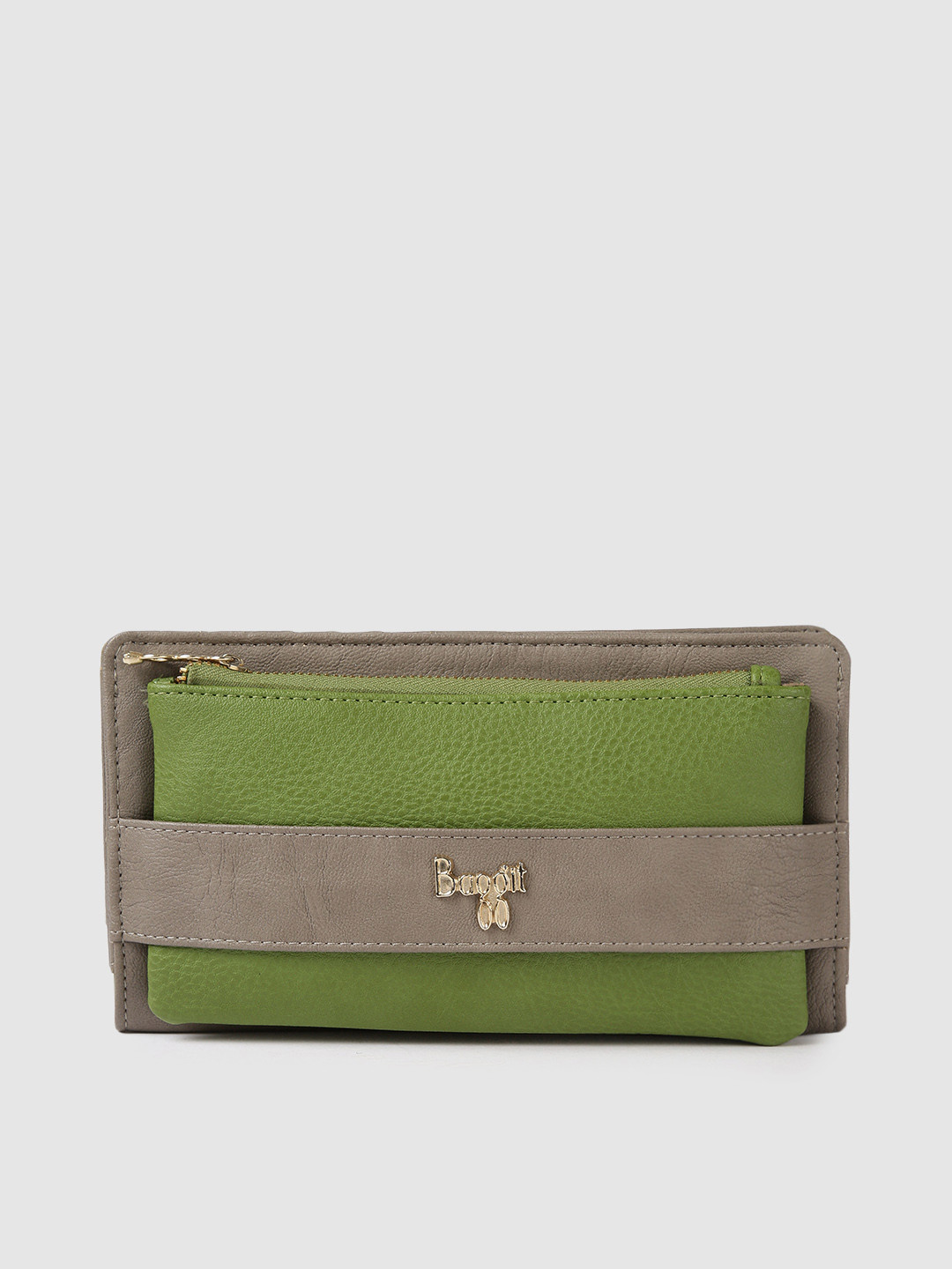 

Baggit Women Grey & Green Solid Two Fold Wallet