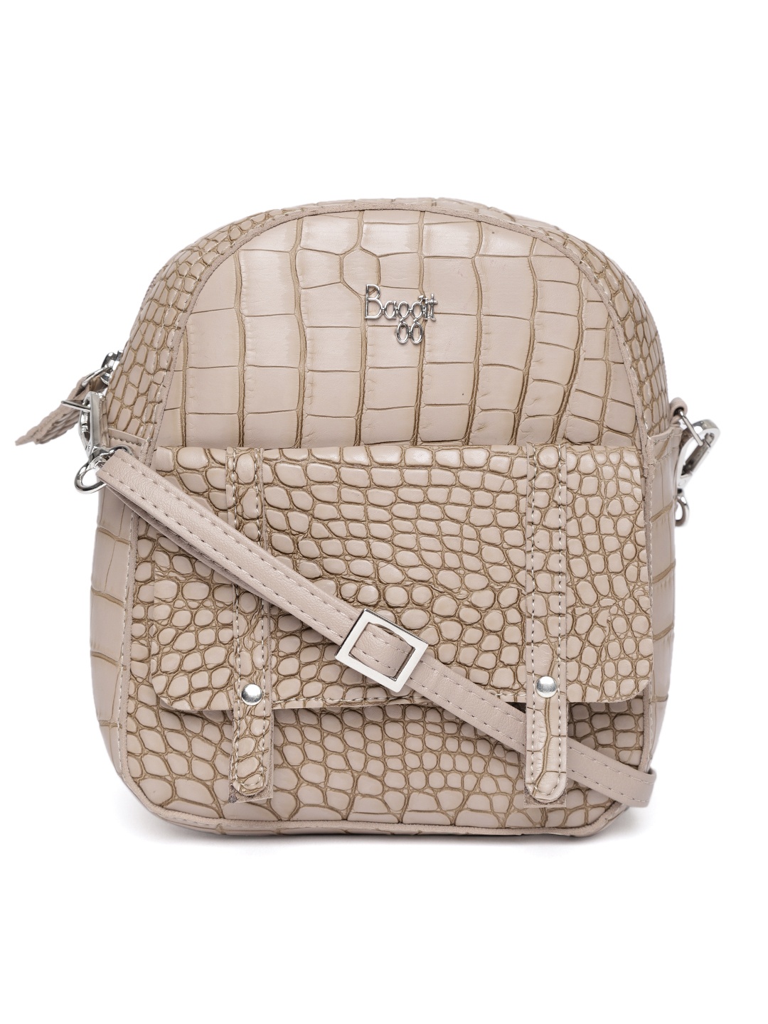 

Baggit Women Beige Snakeskin Textured Backpack