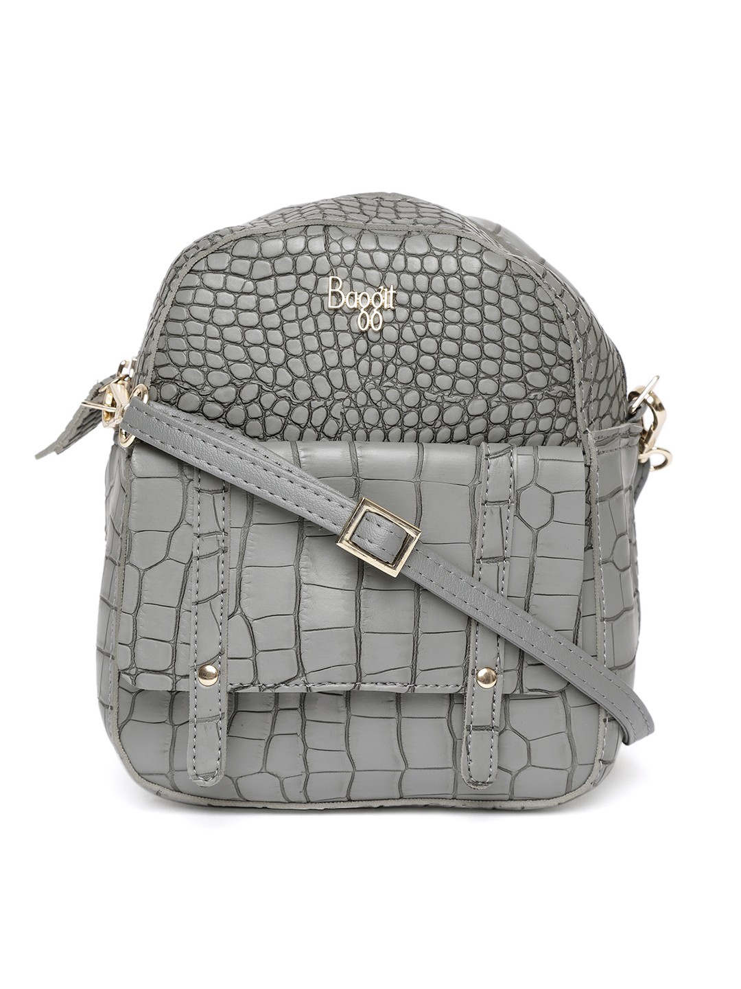 

Baggit Women Grey Croc Textured Backpack