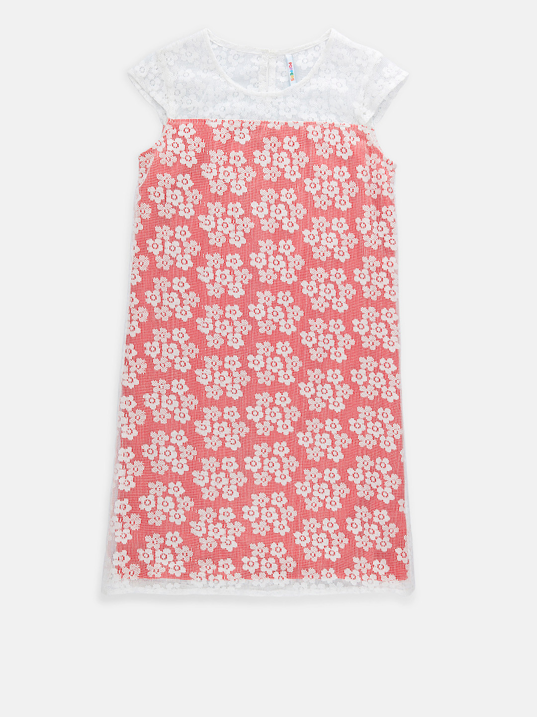 

POPPERS by Pantaloons Girls Pink & White Self Design Dress