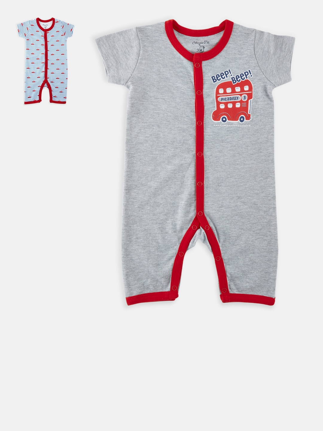 

Chirpie Pie by Pantaloons Boys Pack Of 2 Romper, Blue