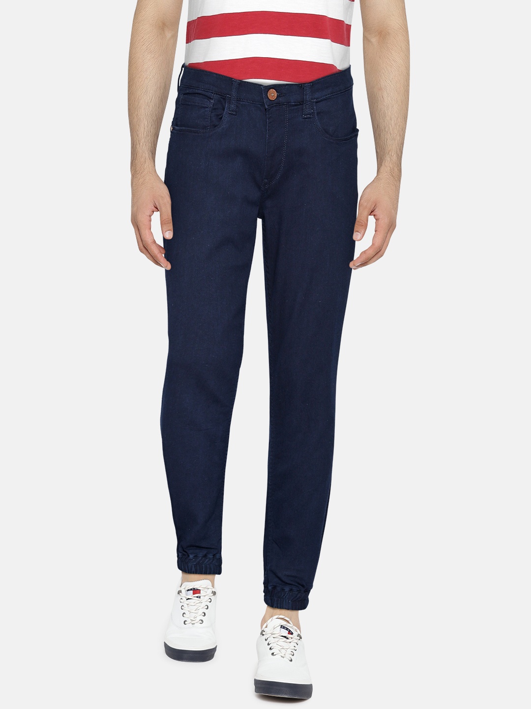 

American Bull Men Blue Low-Rise Mildly Distressed Stretchable Jogger Jeans