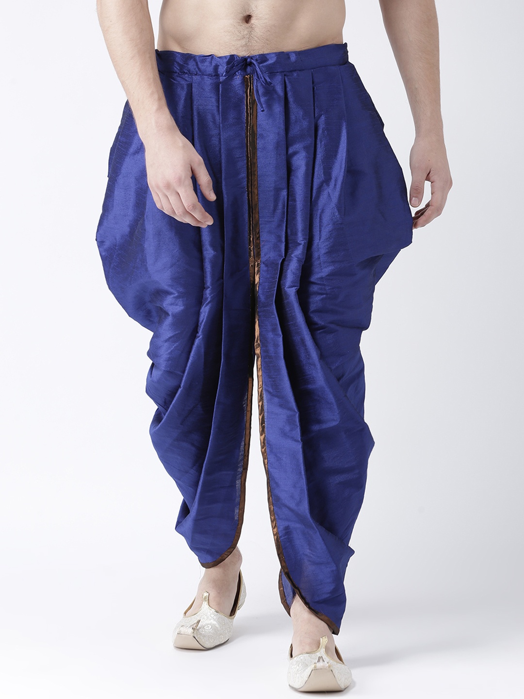 

Deyann Men Blue Solid Silk Dhoti