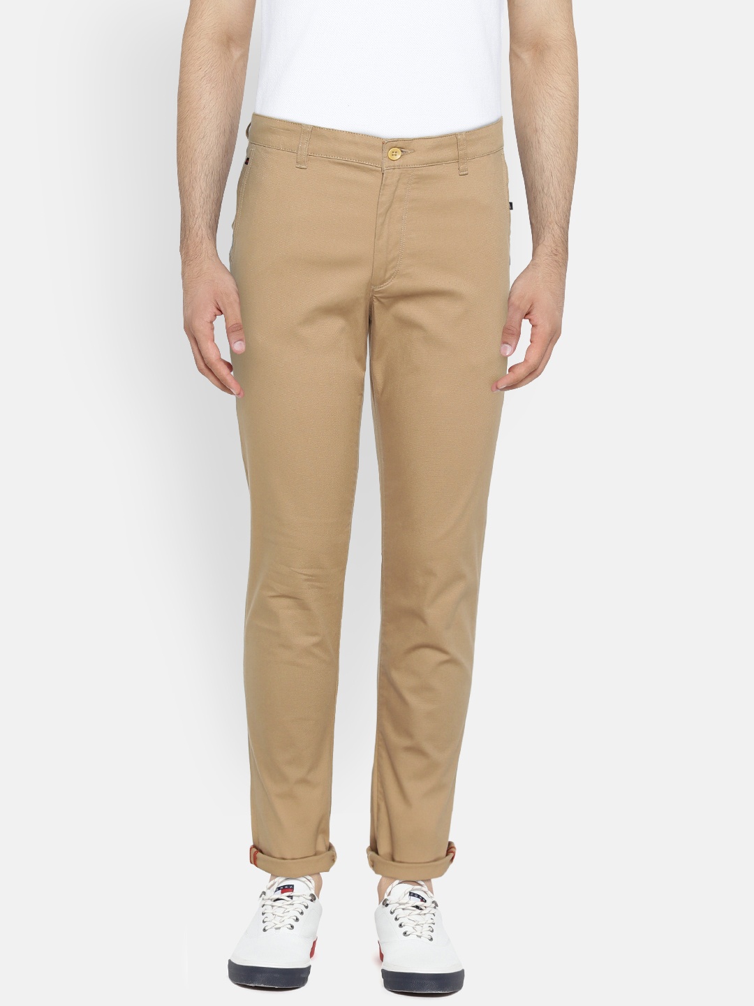 

Blackberrys Men Khaki Solid Sharp Fit Regular Trousers