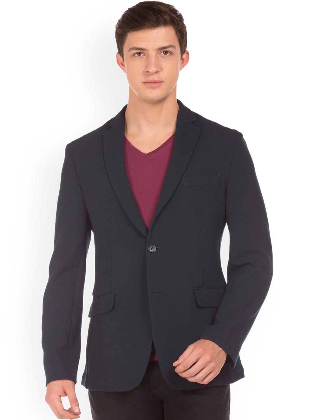 

Flying Machine Men Navy Blue Single-Breasted Blazer
