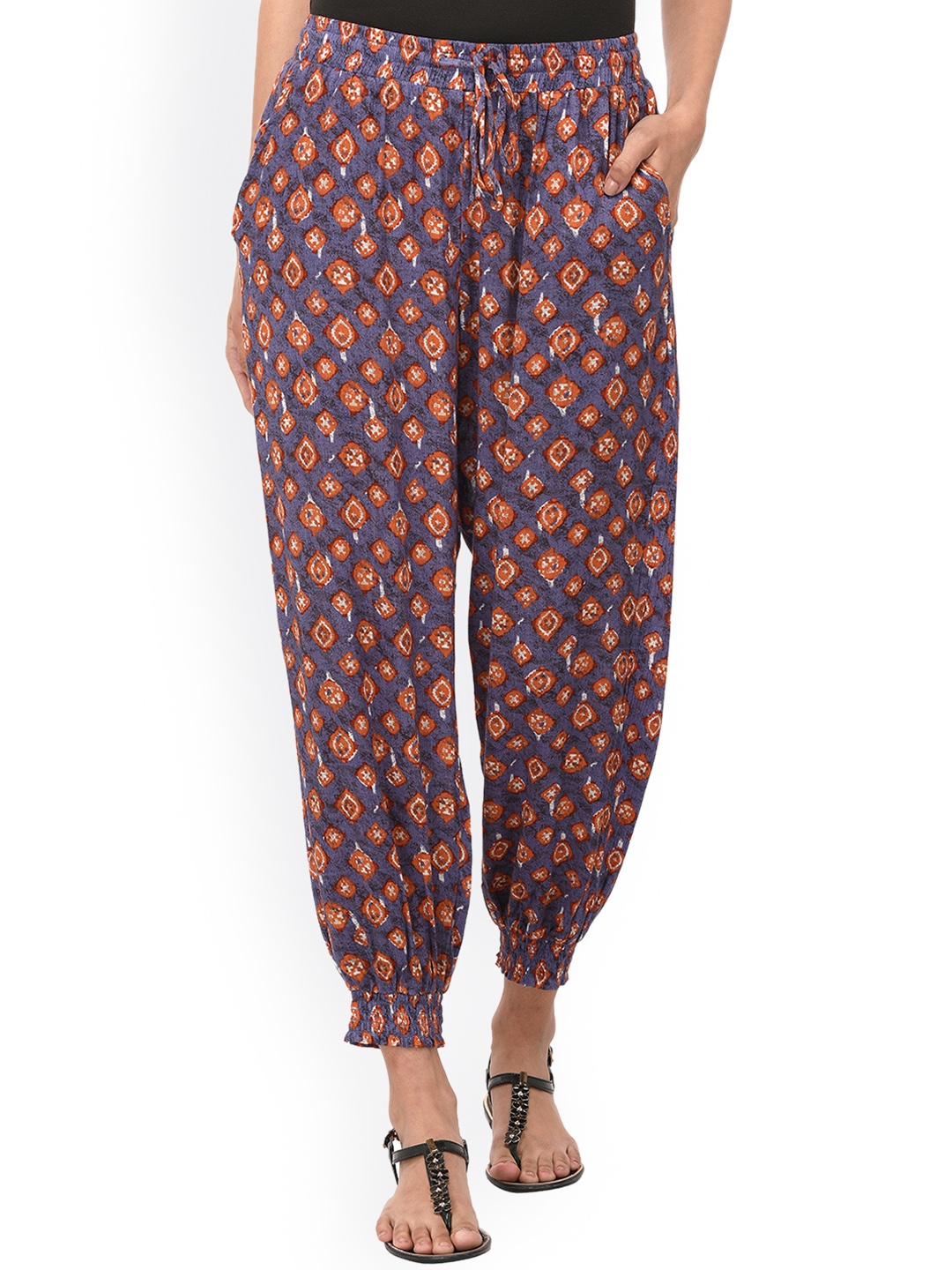 

PURYS Women Purple Loose Fit Printed Joggers