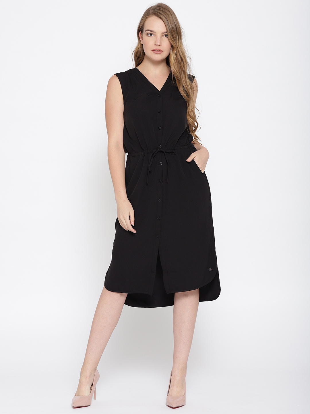 

U.S. Polo Assn. Women Women Black Solid A-Line Dress