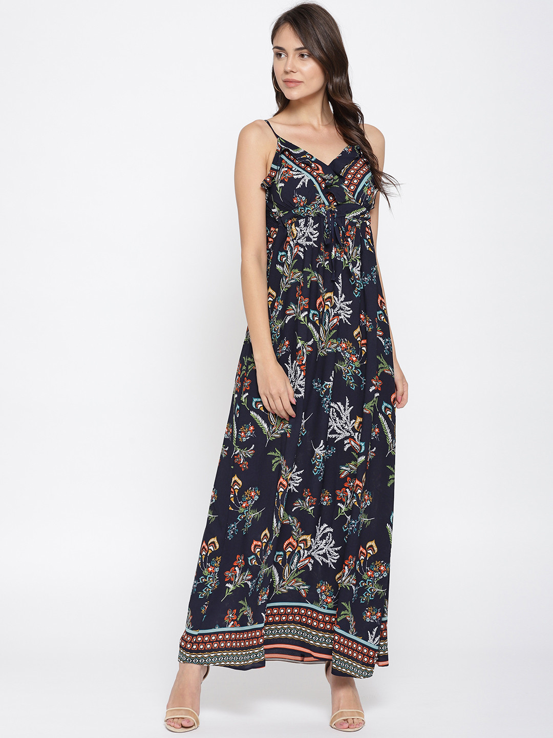 

U.S. Polo Assn. Women Women Navy Blue Printed Maxi Dress
