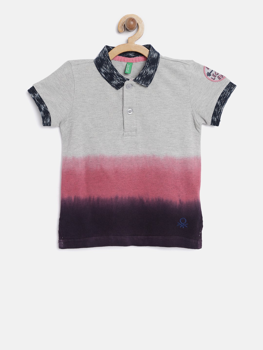 

United Colors of Benetton Boys Grey Dyed Polo Collar T-shirt