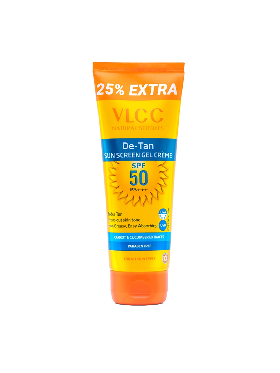 

VLCC De Tan SPF 50 PA+++ Sunscreen Gel Cream For Sun Protection - 100 g with 25 g Extra, Yellow