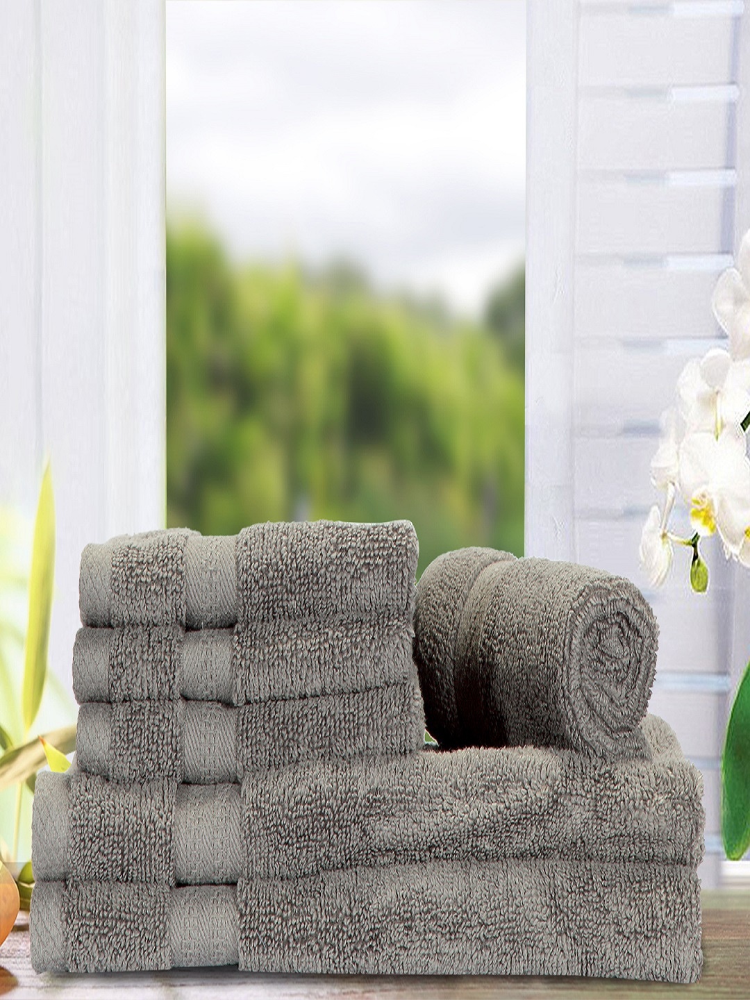 

BIANCA Grey Solid Set Of 6 500 GSM Cotton Towels