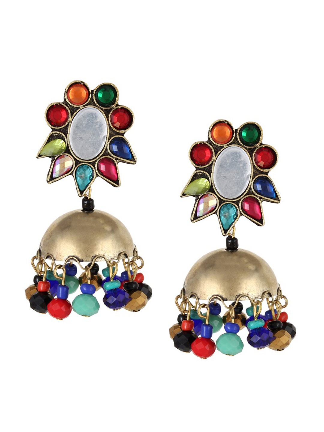 

Mali Fionna Multicoloured Dome Shaped Jhumka Earrings, Multi