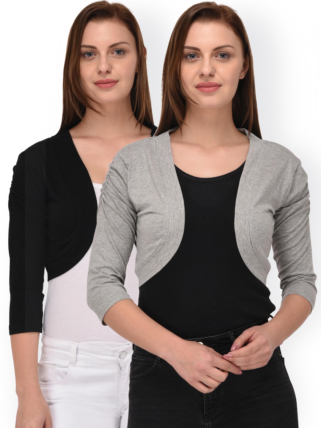 

Espresso Women Pack Of 2 Shrugs, Grey melange