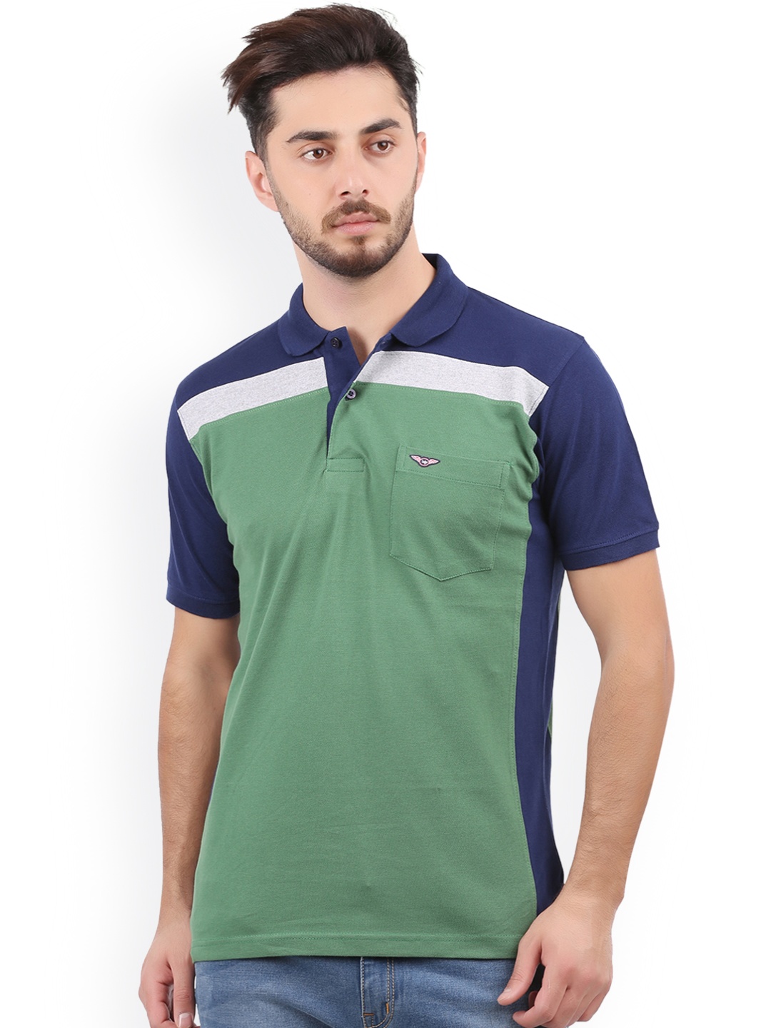 

WEXFORD Men Green Solid Polo Collar T-shirt