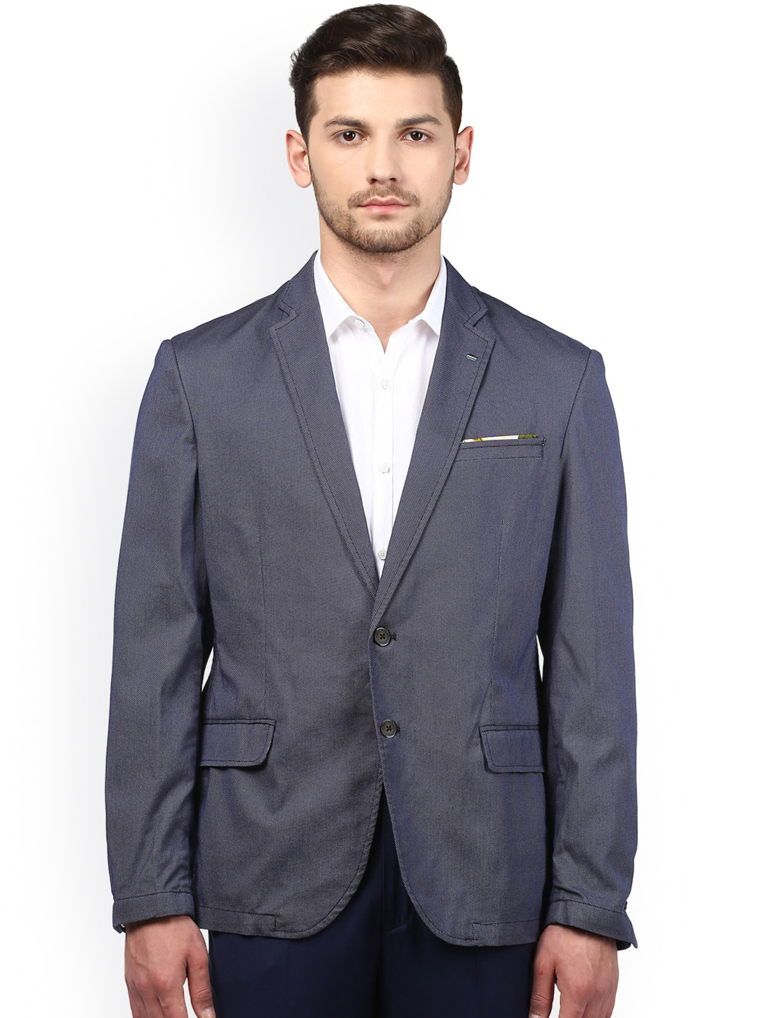 

Park Avenue Men Blue Slim-Fit Single-Breasted Blazer