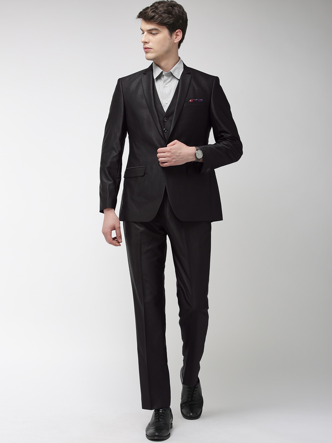 

Park Avenue Men Black Woven Single-Breasted Slim Fit Formal Suit