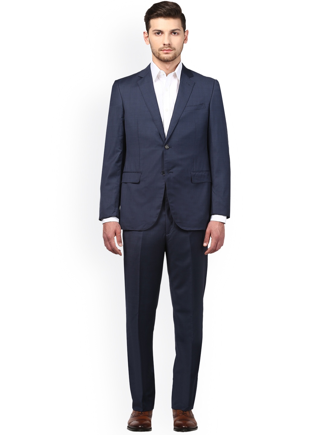 

Park Avenue Blue Woven Single-Breasted Formal Suit