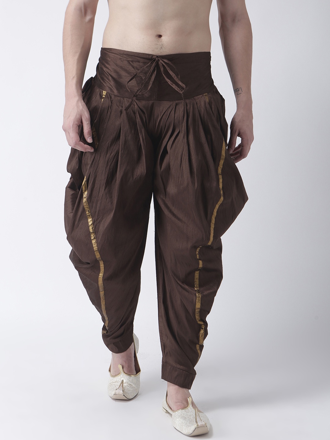 

DEYANN Men Brown Solid Silk Dhoti