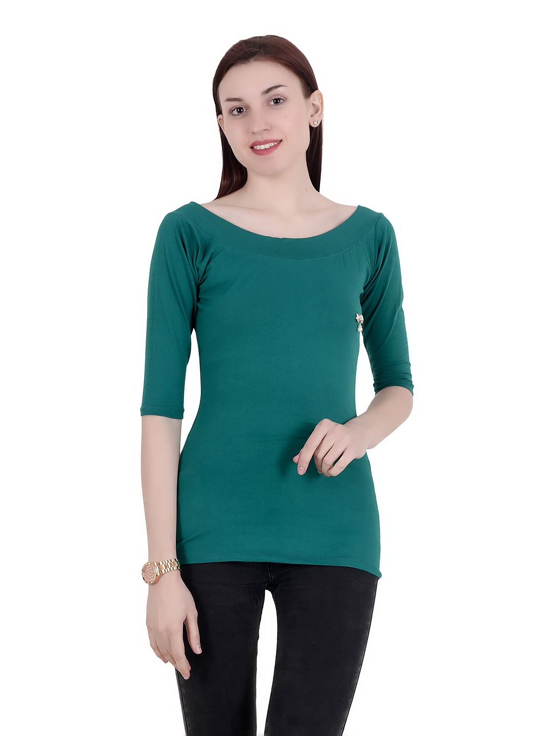 

SCORPIUS Women Teal Solid Top