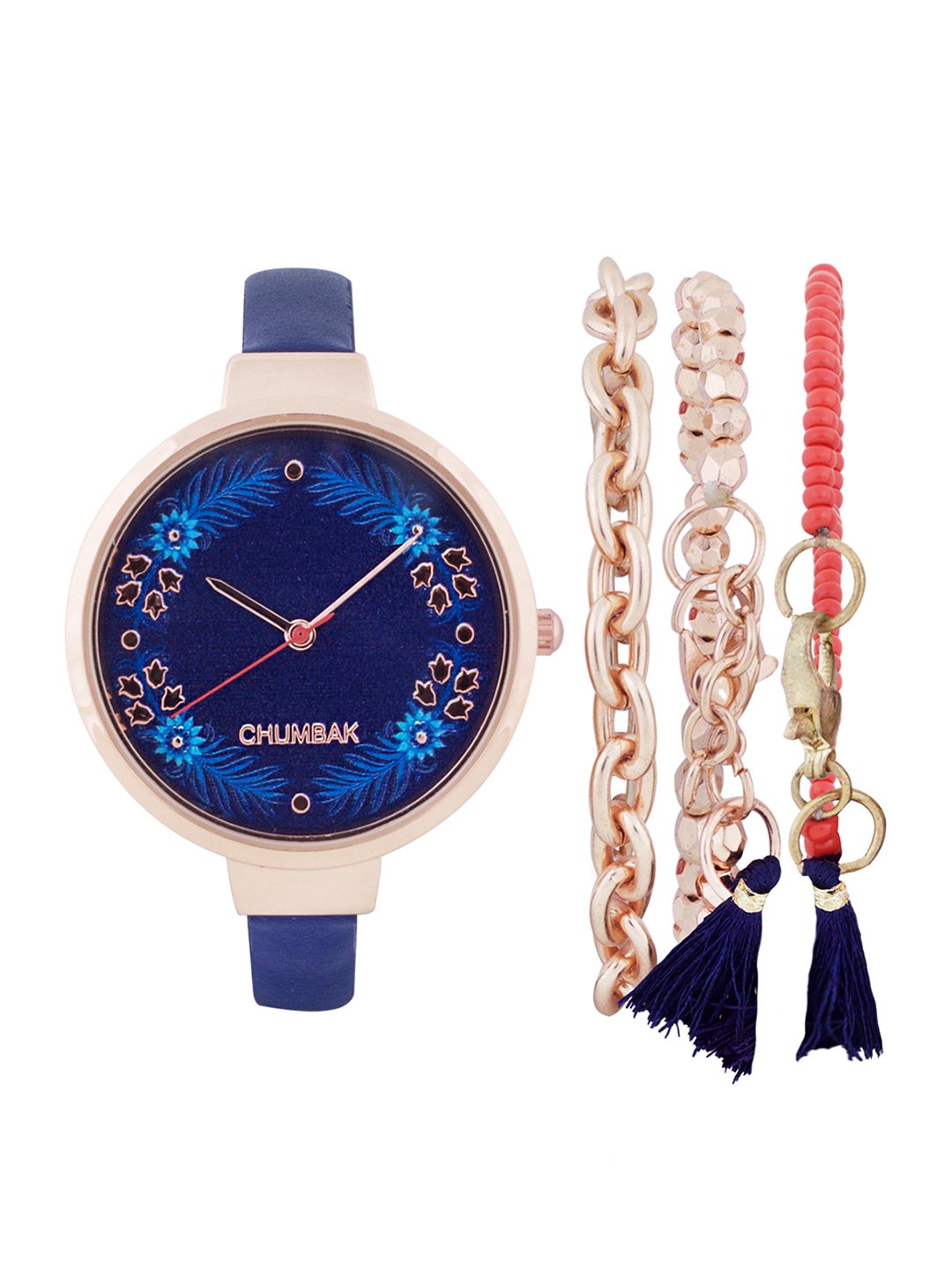 

Chumbak Women Watch Gift Set, Navy blue