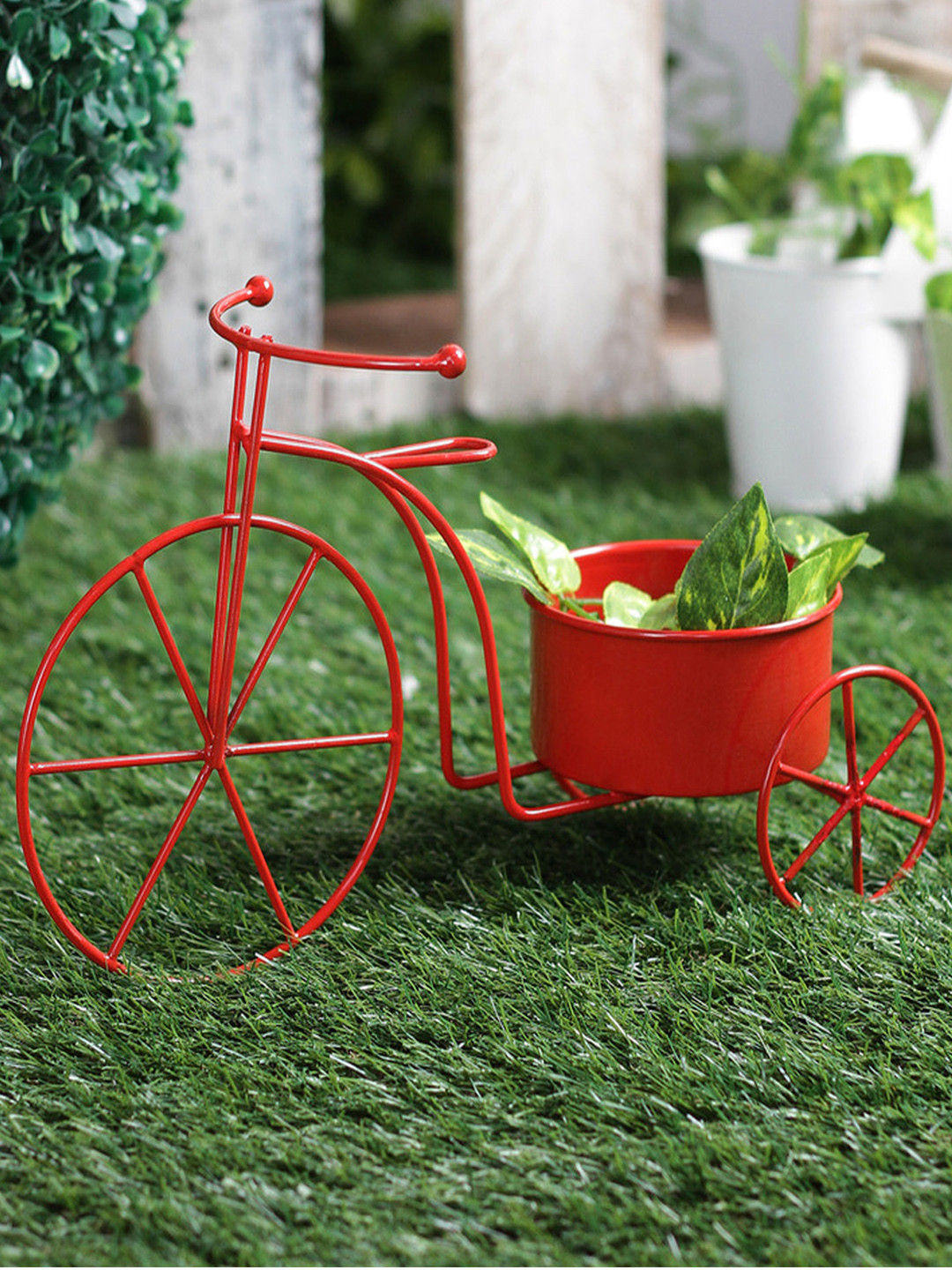 

green girgit Metal Red Cycle Planter