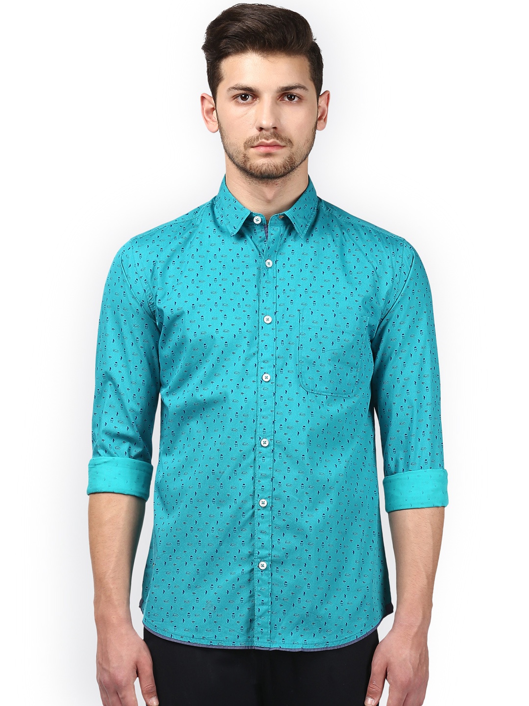 

Park Avenue Men Blue Slim Fit Printed Casual Shirt