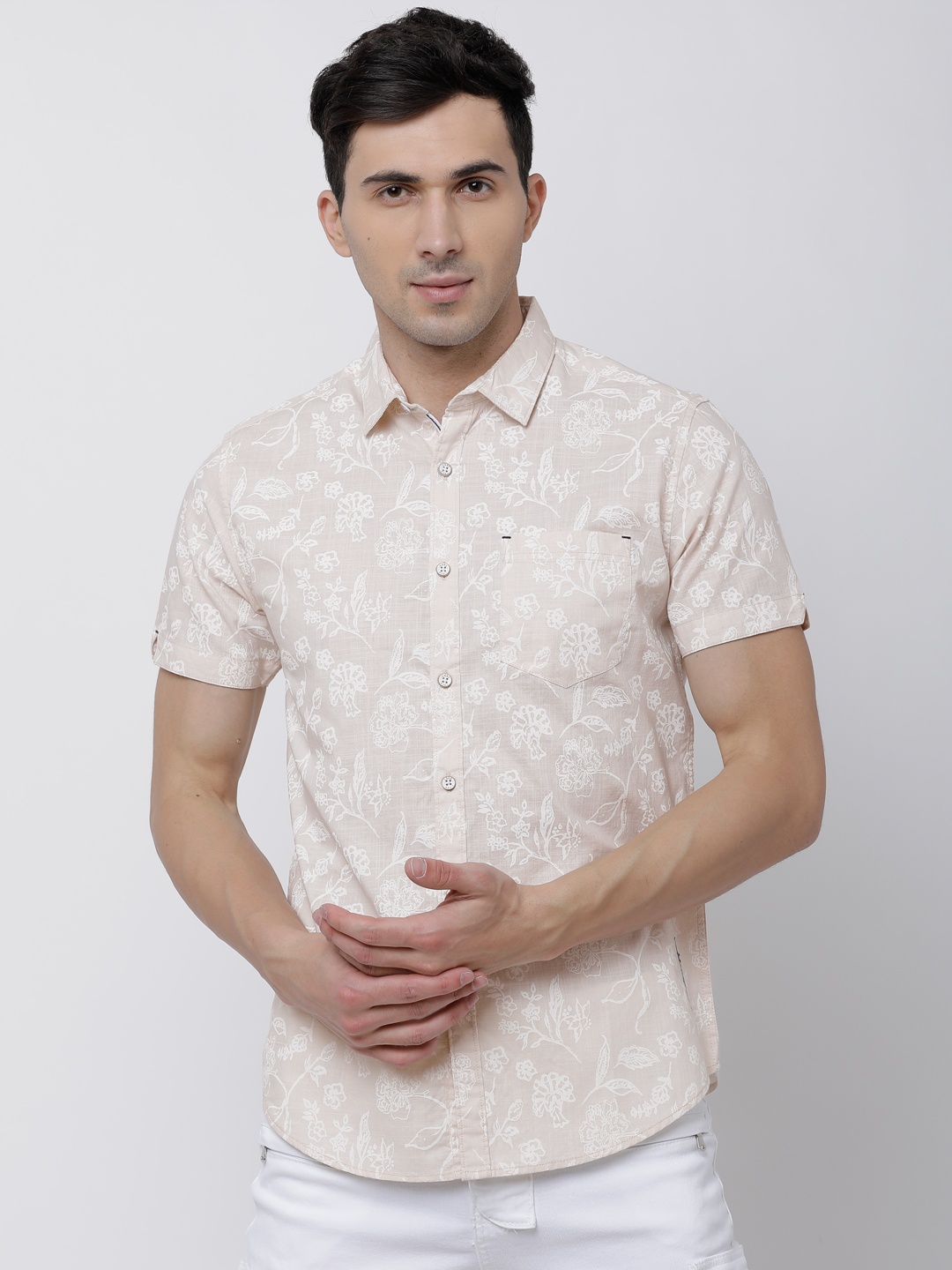 

LOCOMOTIVE Men Beige Slim Fit Printed Casual Shirt