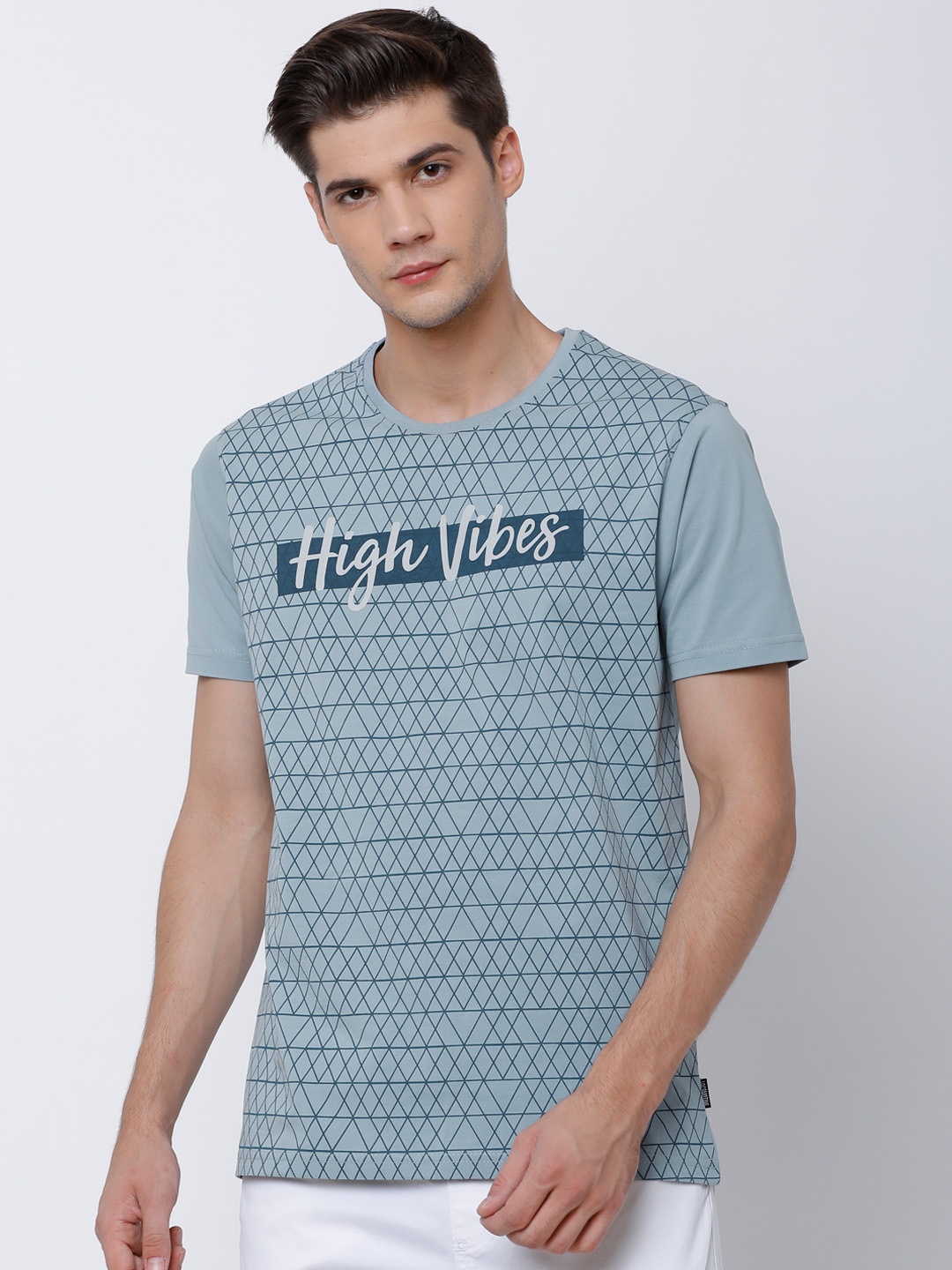 

LOCOMOTIVE Men Blue Printed Round Neck T-shirt