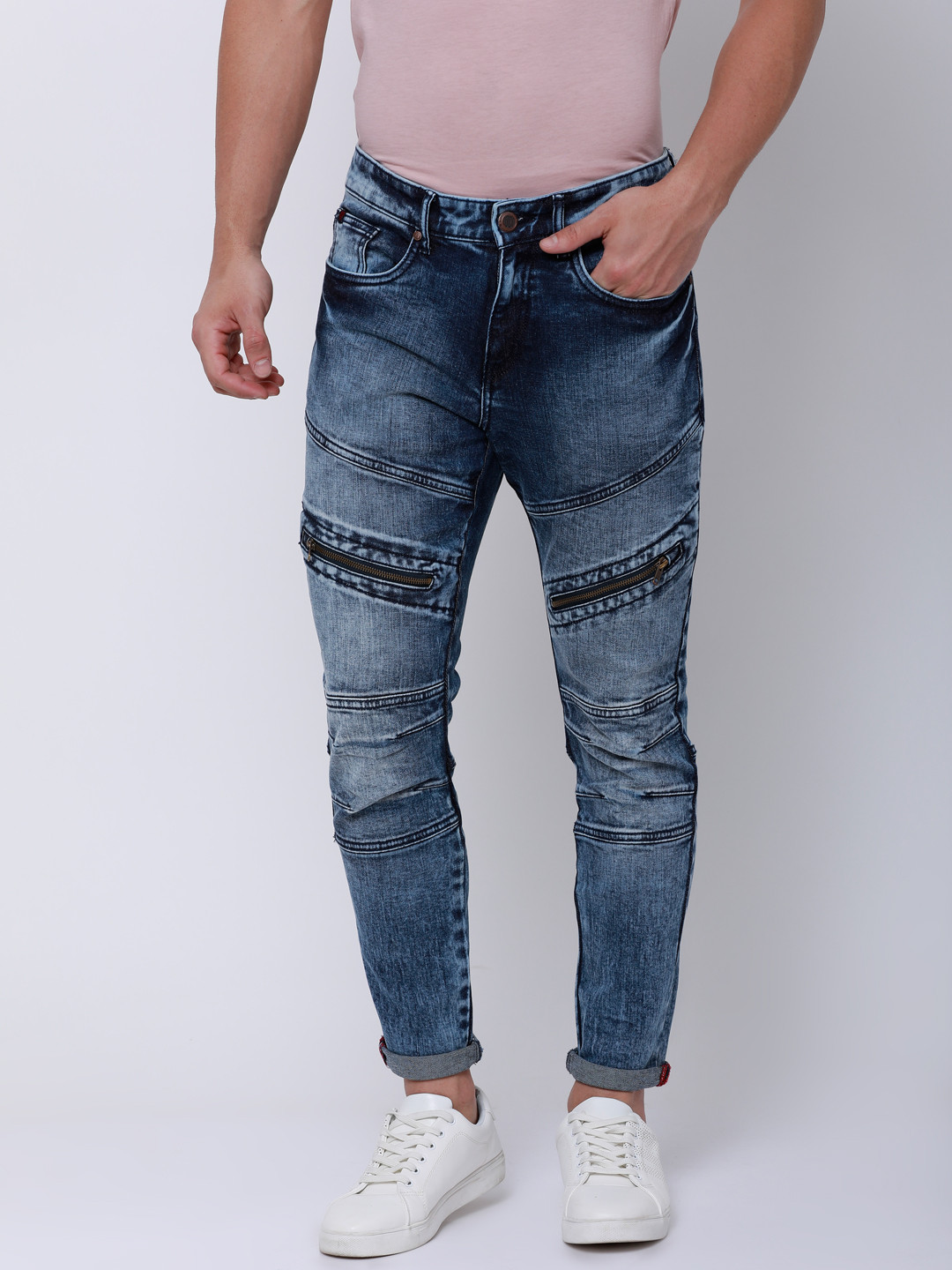 

LOCOMOTIVE Men Blue Tapered Fit Mid-Rise Clean Look Stretchable Jeans