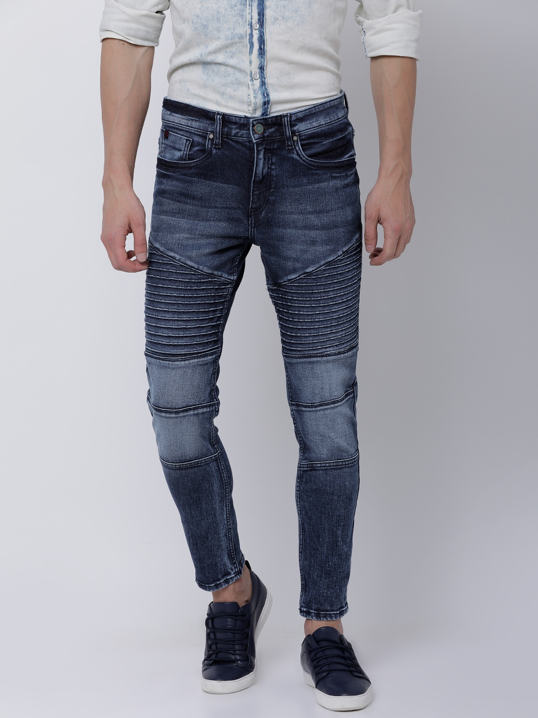 

LOCOMOTIVE Men Blue Tapered Fit Mid-Rise Clean Look Stretchable Jeans