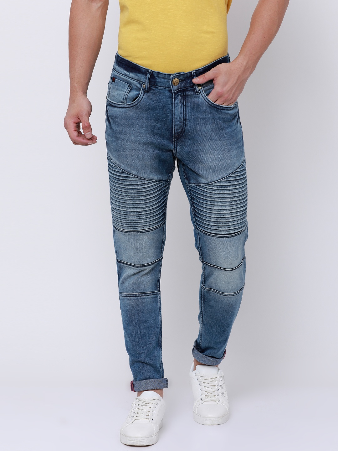

LOCOMOTIVE Men Blue Tapered Fit Mid-Rise Clean Look Stretchable Jeans